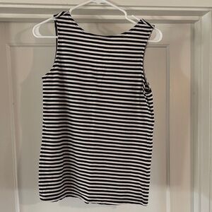 Banana Republic Black and White Striped Designer Tee